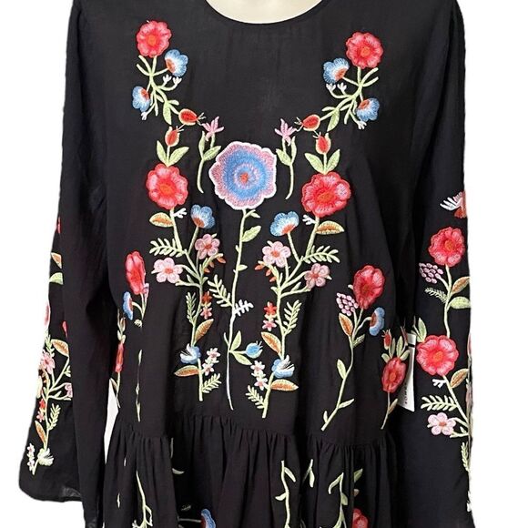 Alexia Admor Elephant Floral Embroidered Keyhole Babydoll Cotton Dress NWT - Picture 8 of 16